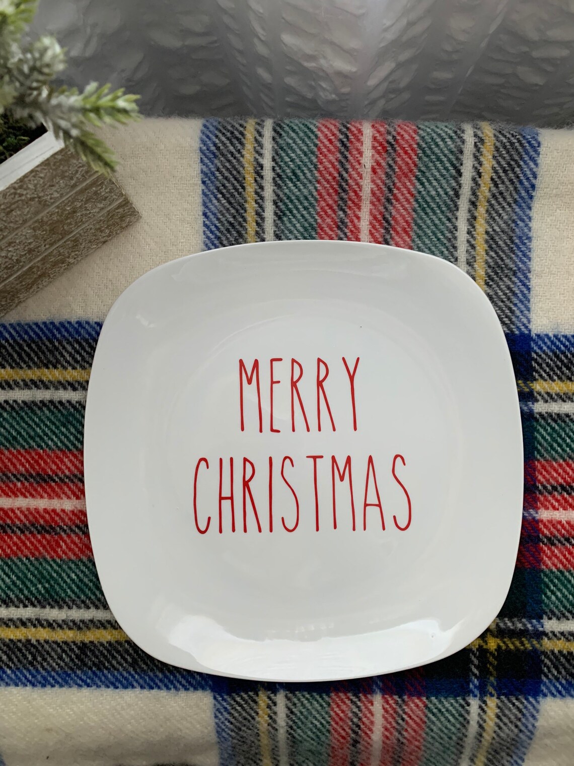 Rae Dunn Inspired Christmas Plates set of 4 Etsy