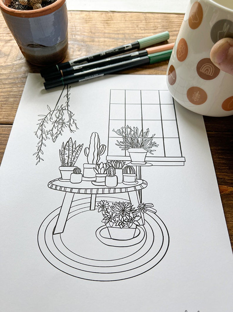 Plant Room Coloring Page - Etsy