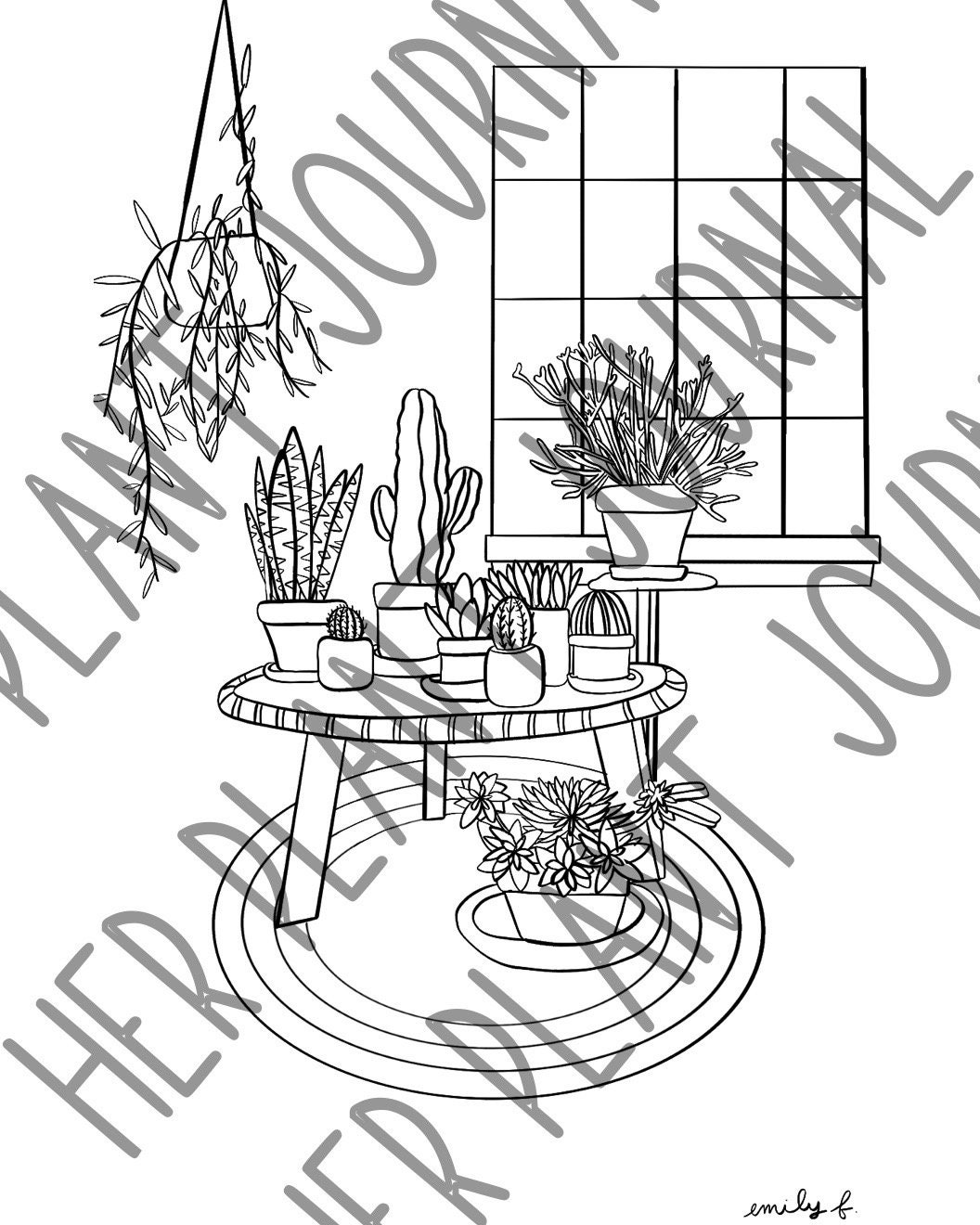 Plant Room Coloring Page - Etsy