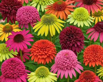 50 Double Mix Echinacea Seeds: Perennial Coneflower