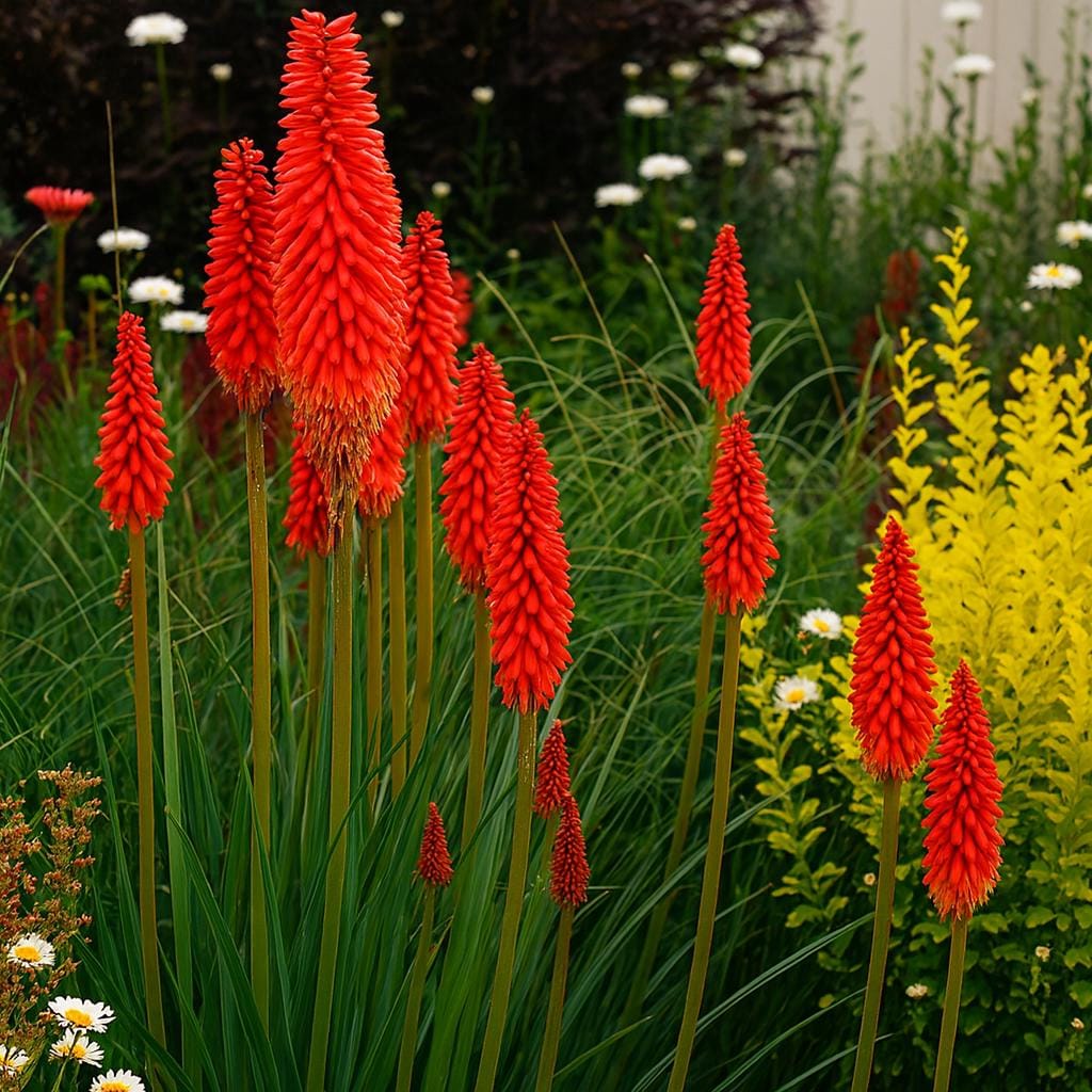 25 Bright Red Kniphofia Hot Poker Torch Lily Perennial Flower