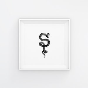 Snake Illustration - Original Handmade Lino Print