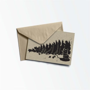 Cartes de Noël chaton, cartes-cadeaux chat, arbre de Noël - impression lino faite main