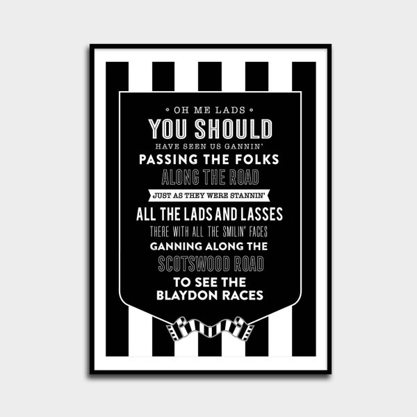 Blaydon Races - Wall Art Typography Print A4 Gift