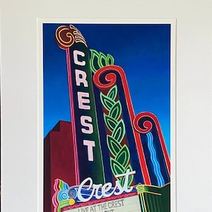 Signed Limited Edition Giclee Print of Crest Theater by Christine Kerr