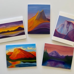 Ensemble de 5 cartes de correspondance vierges avec enveloppes (collection paysage) représentant des oeuvres d'art de Christine Kerr