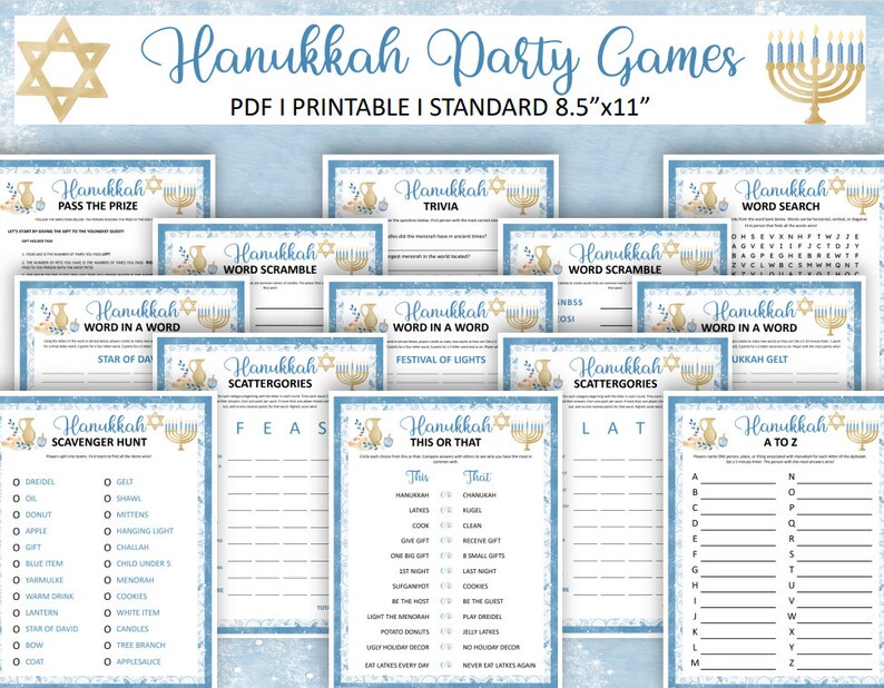 Hanukkah Games Printable Chanukah Games for Kids Adults and Etsy