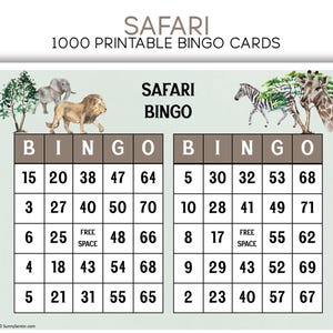 Bingo dans la jungle pour votre safari - 1000 cartes imprimables