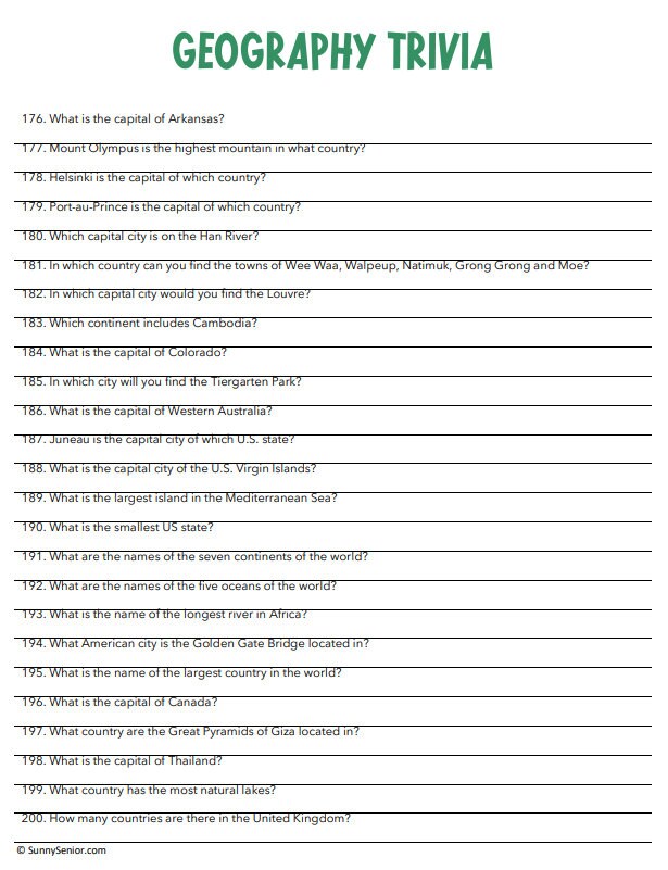 World Wonders: Printable Geography Trivia Pack - Etsy