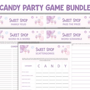 Two Sweet: Printable Candy Themed Birtyday Party Game Bundle