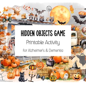 Juegos imprimibles de objetos ocultos de Halloween para la demencia: actividades atractivas y terapéuticas para la estimulación cognitiva