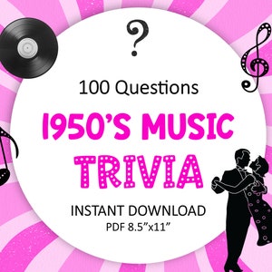 1950er Jahre Musik Quiz: 100 druckbare Fragen für eine Rockin' Retro Quiz Night
