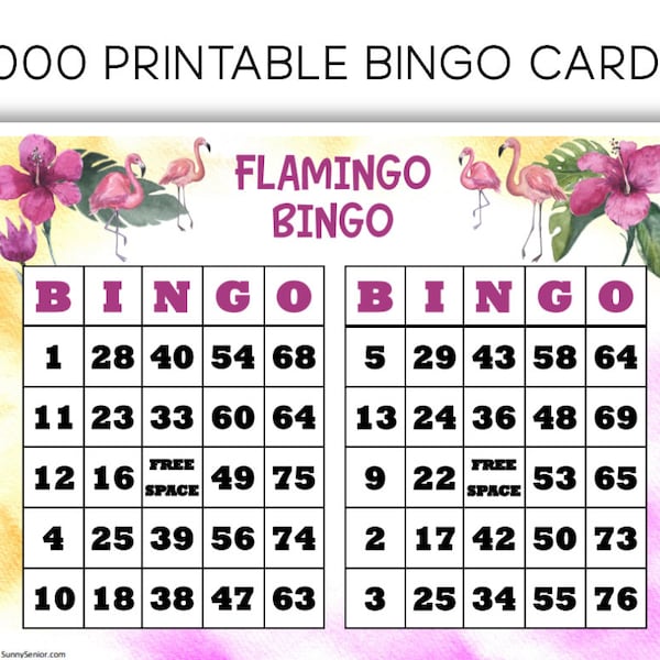 Flamingo Fun Bingo for Your Party - 1000 Printable Cards