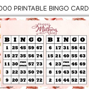 Printable Mother's Day Bingo Cards Set of 1000 - Etsy