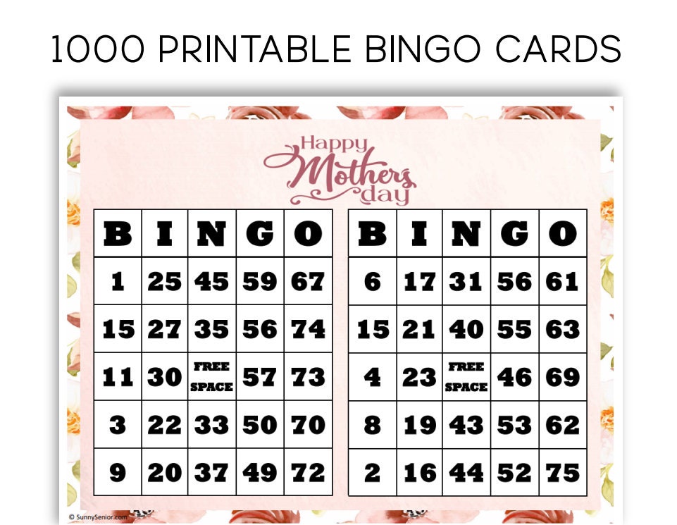 Printable Mother's Day Bingo Cards Set of 1000 - Etsy