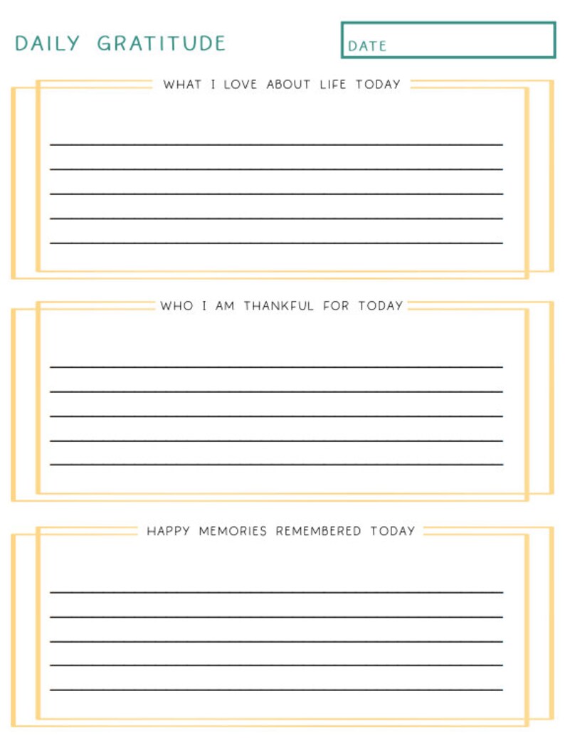 Gratitude Journal, Printable With Bullets &amp; Prompts - Etsy
