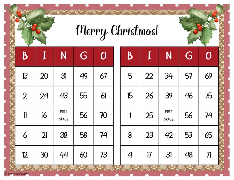 Christmas Bingo Cards Printable 1000 Bingo Game Cards, PDF Christmas ...