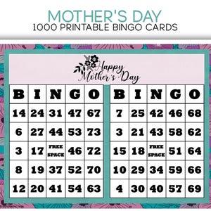 Printable Mother&#39;s Day Bingo Cards - Set of 1000