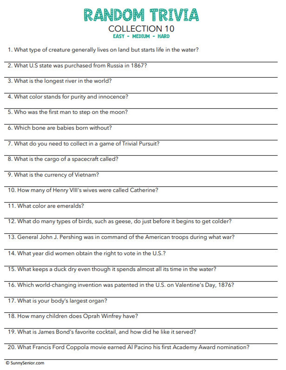 Printable Trivia for Senior Living: Keep Your Brain Sharp - Etsy