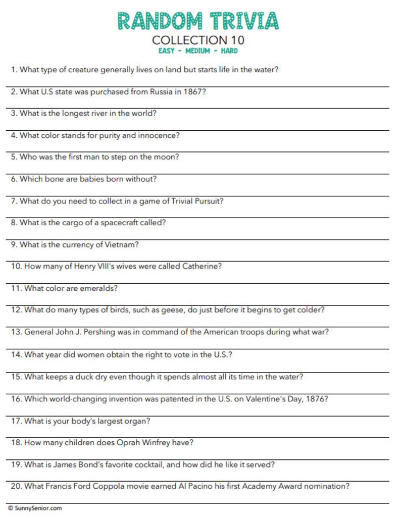 Printable Trivia for Senior Living: Keep Your Brain Sharp - Etsy