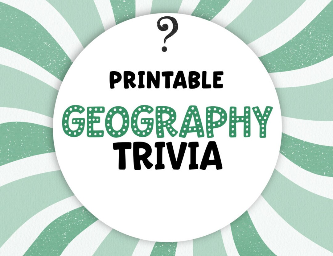 Geography Trivia Printable Geography Game for Trivia Night. Perfect for
