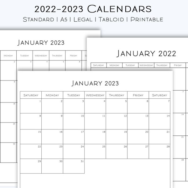 Legal Size Monthly Calendar Printable - Etsy