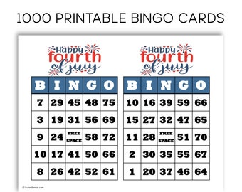 4th of July Bingo Card Pack - 1000 Printable Cards