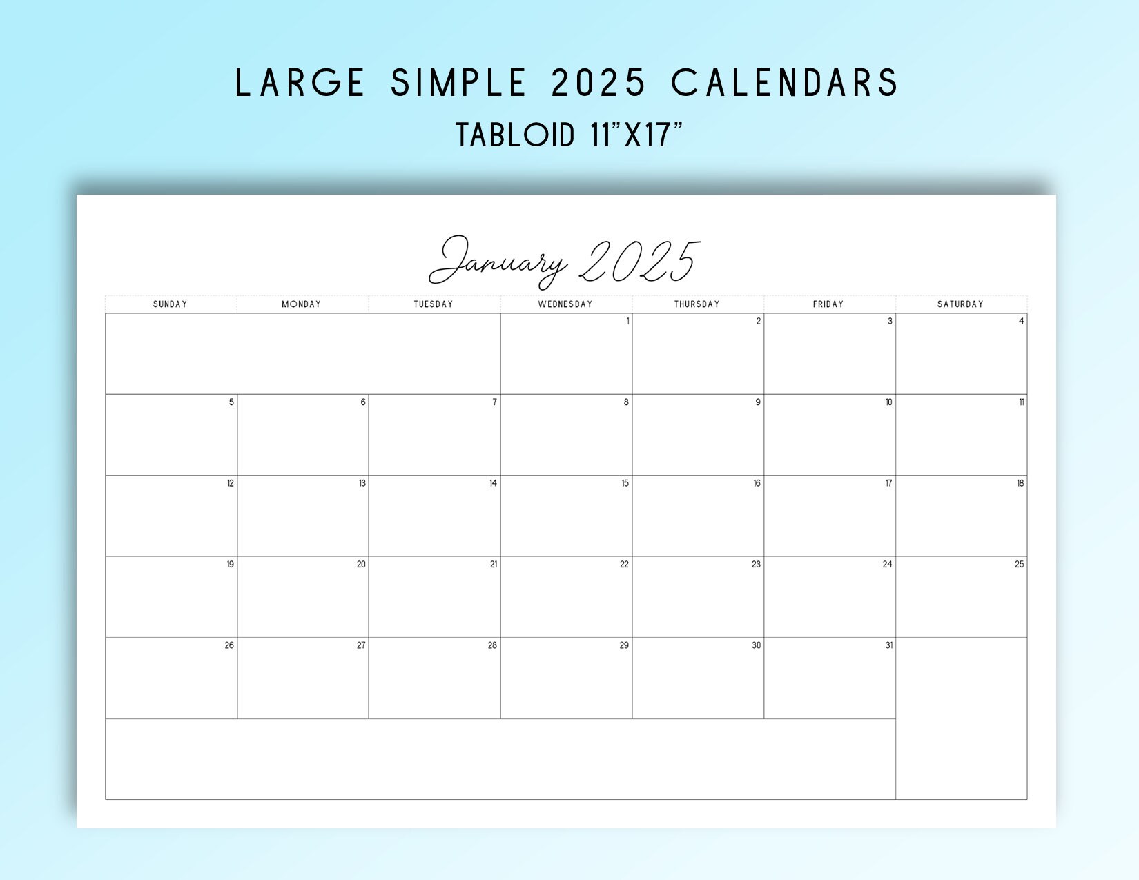 2025-tabloid-printable-calendar-simple-functional-etsy