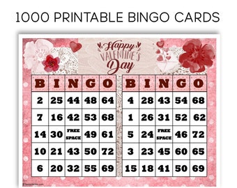 Love Bingo for Valentine's Day - 1000 Printable Cards