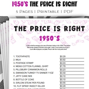 Printable 1950's The Price is Right Game: Bring the Classic Game Show to Your Living Room