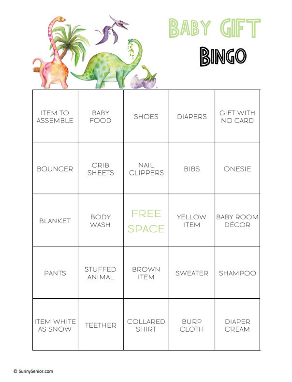 Baby Gift Bingo Printable Baby Shower Gift Bingo Cards Etsy