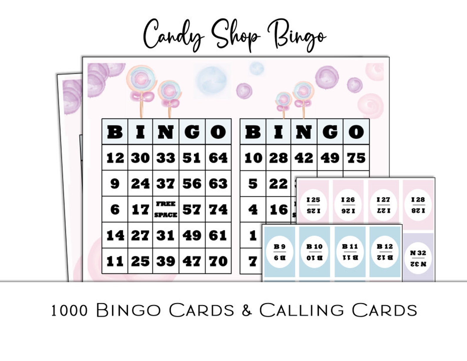 1000 Candy Bingo Cards &amp; Calling Cards Printable for Candy - Etsy