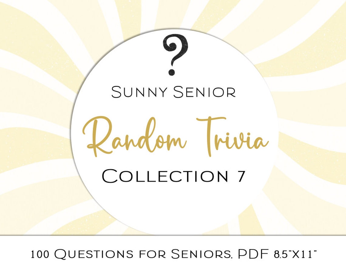Random Trivia Questions Timeless For Elderly Great For Etsy