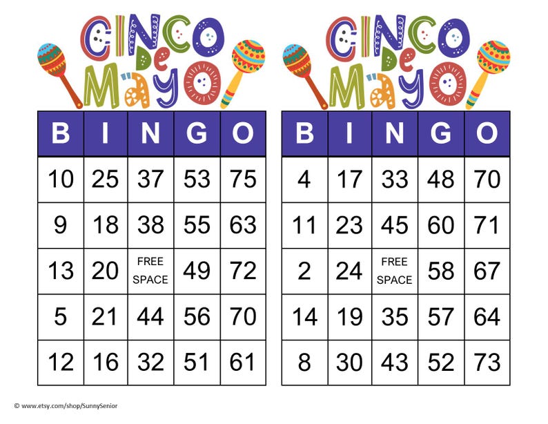 Bingo Ranges 1000 Printable Cinco De Mayo Bingo Cards – Includes Calling Cards ...