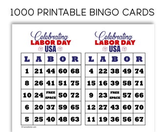 Labor Day Bingo for Your Party - 1000 Printable Cards