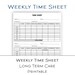 Weekly Time Sheet Printable Digital Download PDF Business Documents ...