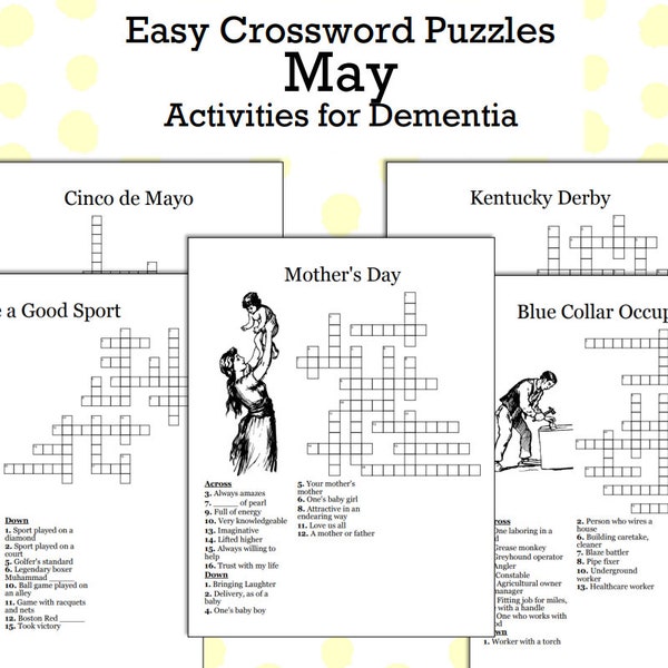 Cognitive Support Crossword Puzzles for Dementia: Fun Brain Exercise for Improved Memory and Function