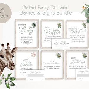 Safari Baby Shower Game Bundle - African Safari Baby Shower Signs
