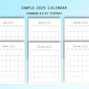 2025 Printable Calendar: Classic Letter Size - Etsy
