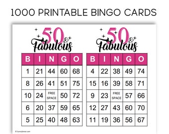 50 & Fabulous Bingo for Your Birthday Party - 1000 Printable Cards