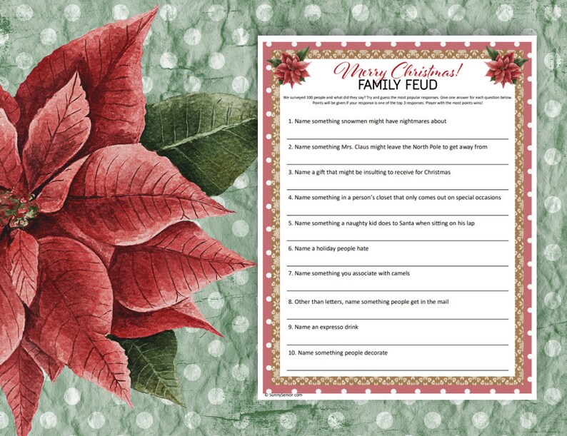 Christmas Family Feud Game Printable Holiday Party Games Christmas Christmas Family Feud Game Printable Holiday Party Games Christmas