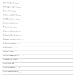 Printable Finish the Slogan Trivia Game - Fun &amp; Interactive Party ...