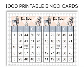 Alice in Wonderland Printable Bingo Cards - Set of 1000