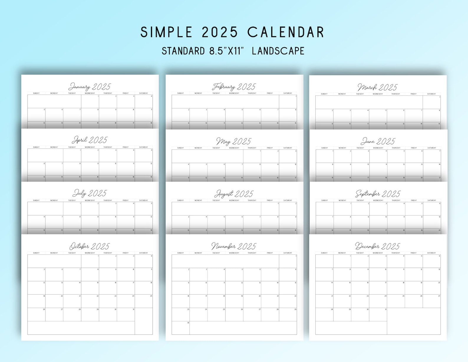 2025 Delightful Printable Calendar - Etsy