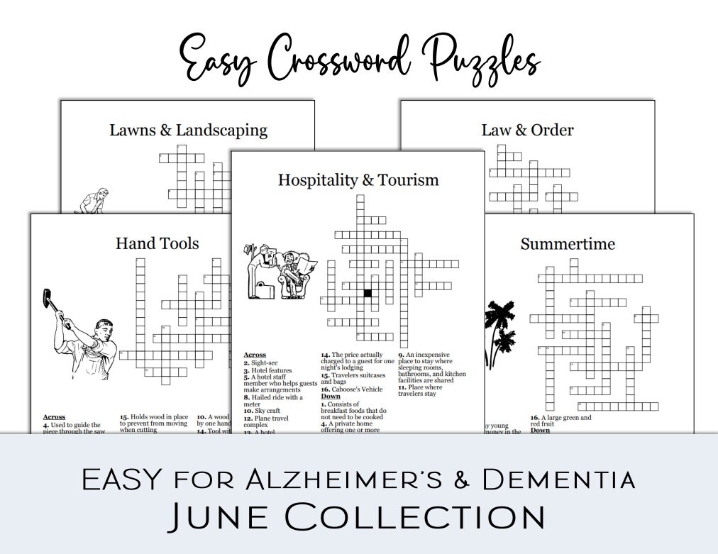 Easy Crossword Puzzles Alzheimer's Dementia Memory Care - Etsy