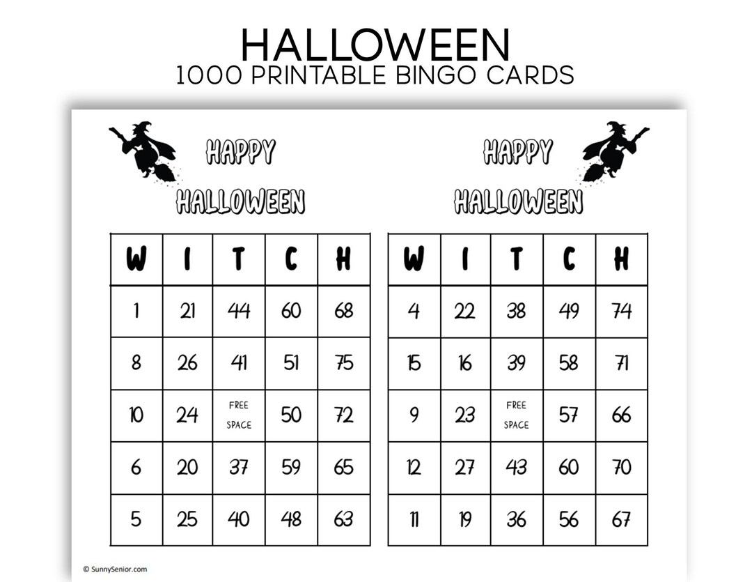 Halloween Party Printable Bingo Cards - Set of 1000 - Etsy Australia