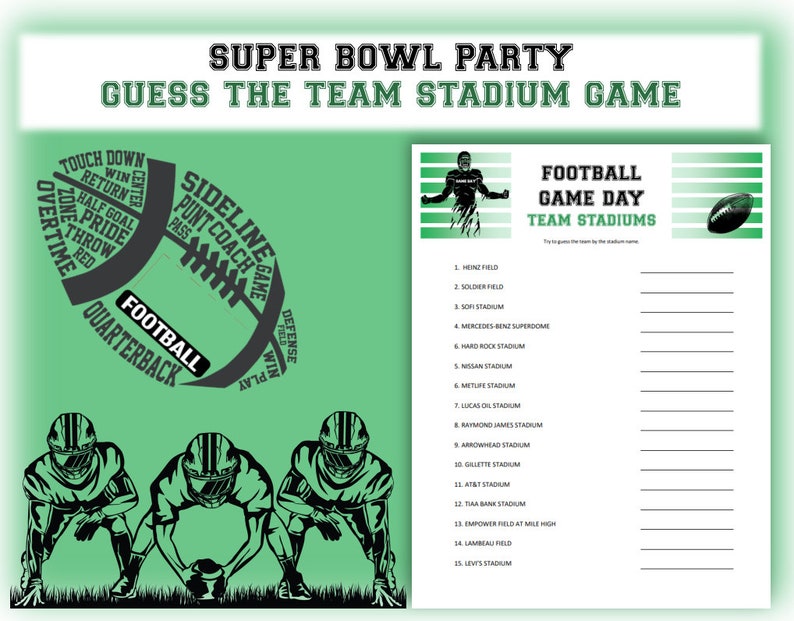 2023 Super Bowl Games Printable Name the Stadium Party Game Etsy