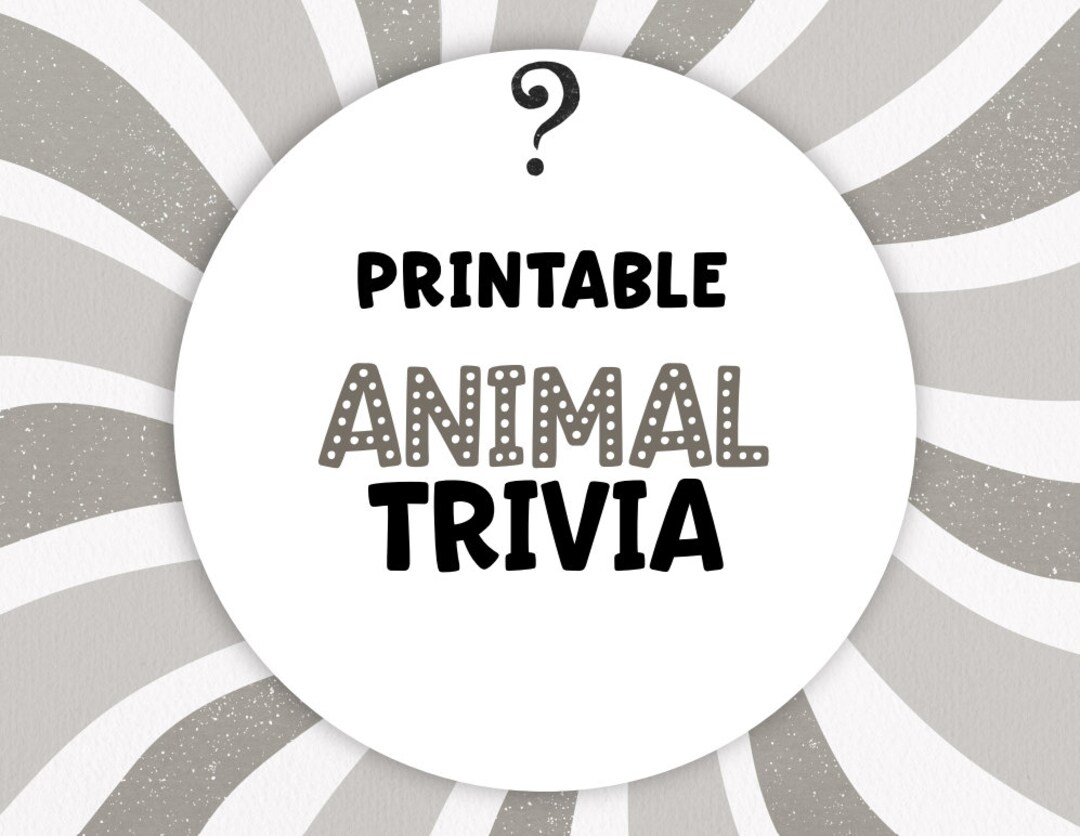Animal Trivia Printable for Seniors Adults and Kids Animal Etsy