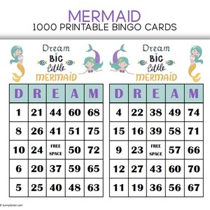 Unter dem Meer Bingo für deine Mermaid Party - 1000 druckbare Karten
