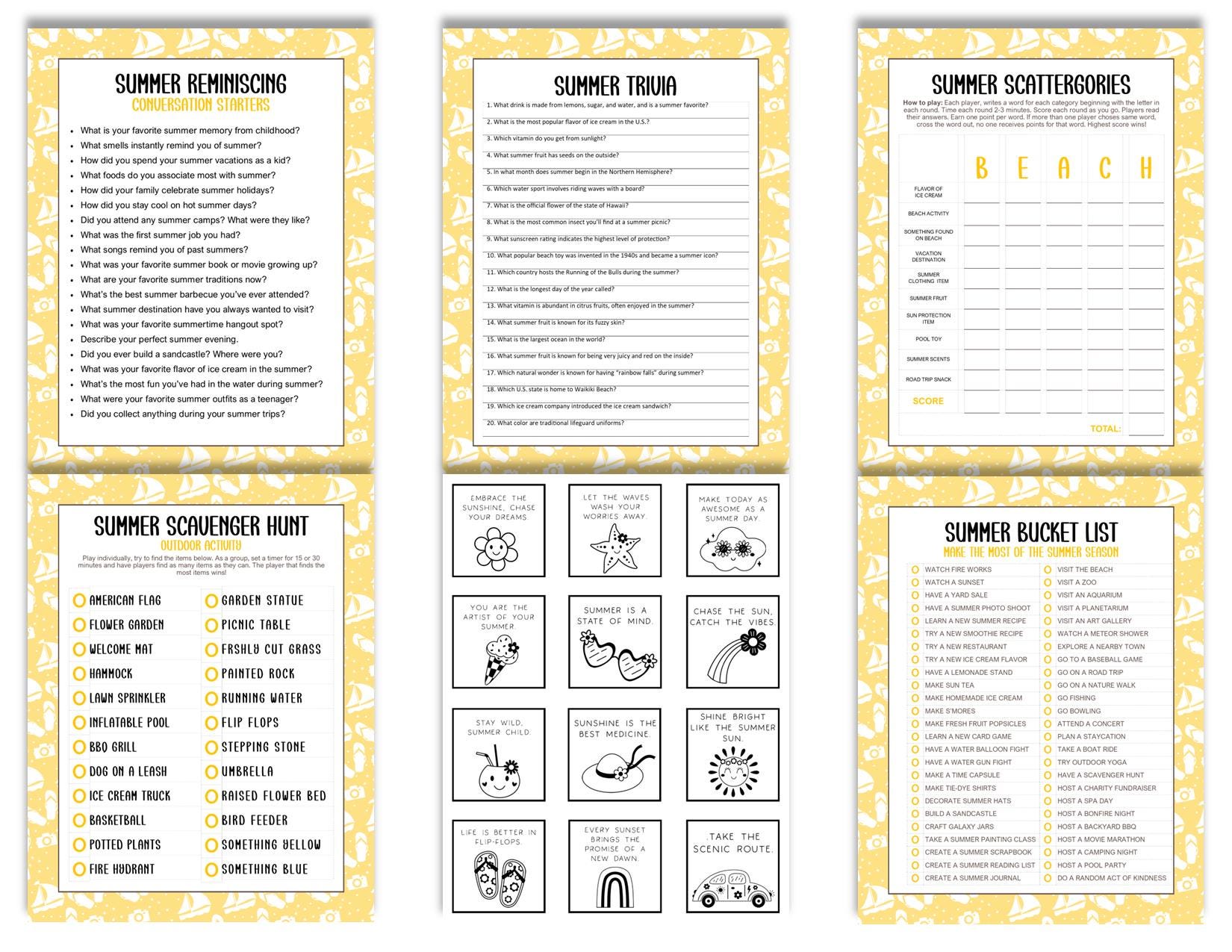 Printable Summer Activity Game Bundle for Cognitive Engagement | Fun ...